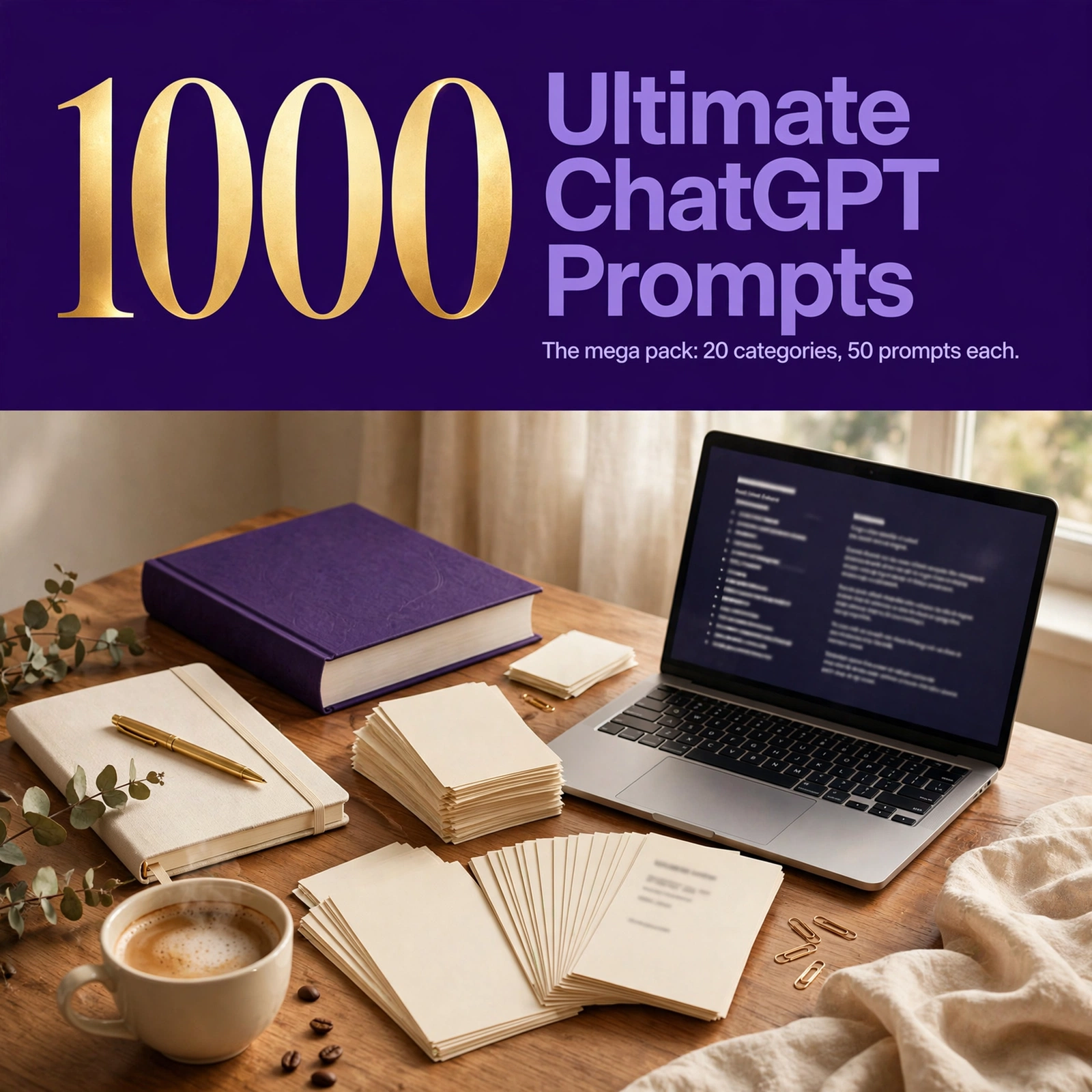 1000 Ultimate ChatGPT Prompts Mega Pack | Copy-Paste AI Prompt Pack (PDF + XLS)
