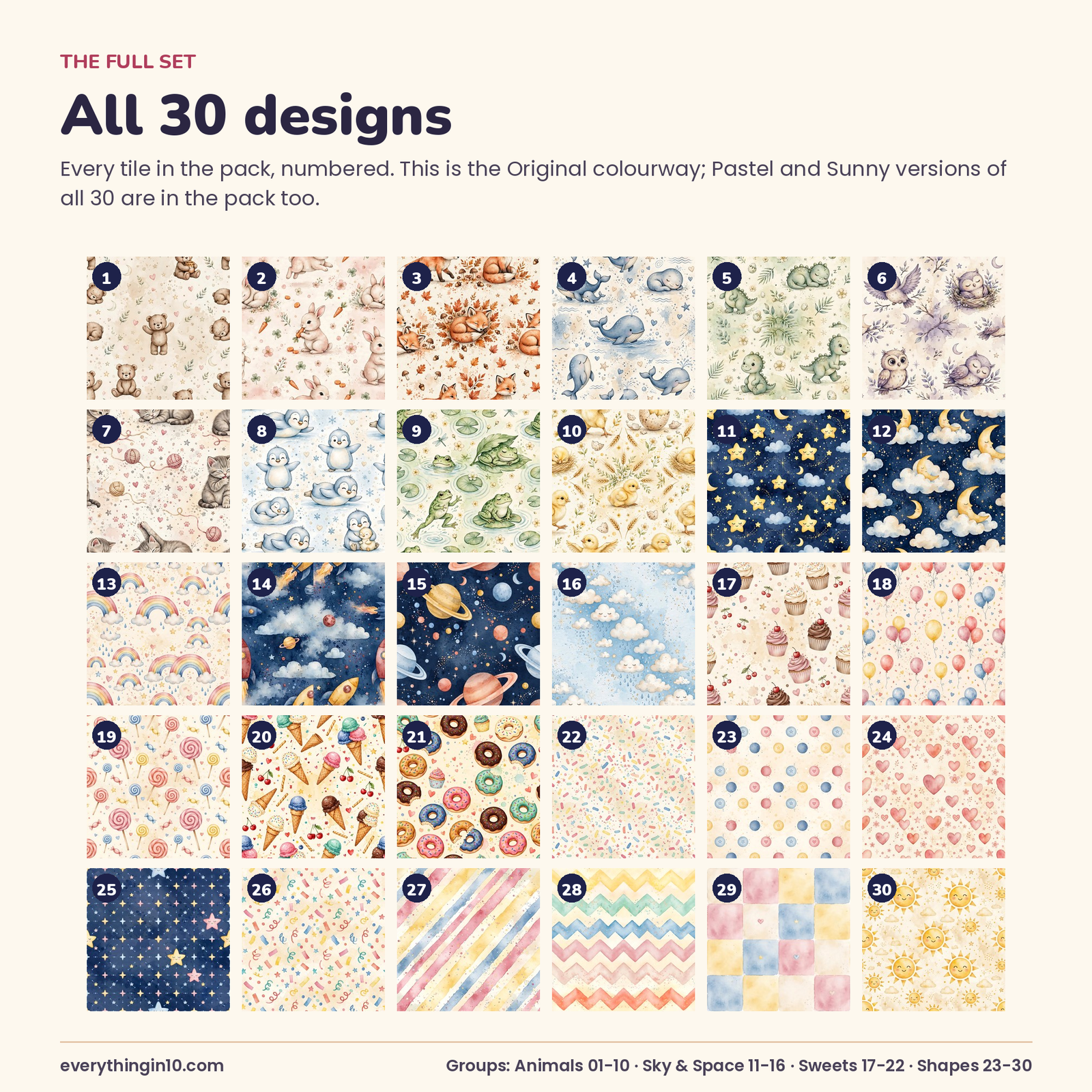 30 Kids & Cute Seamless Patterns | Premium Tileable Pattern Tiles, screenshot 2