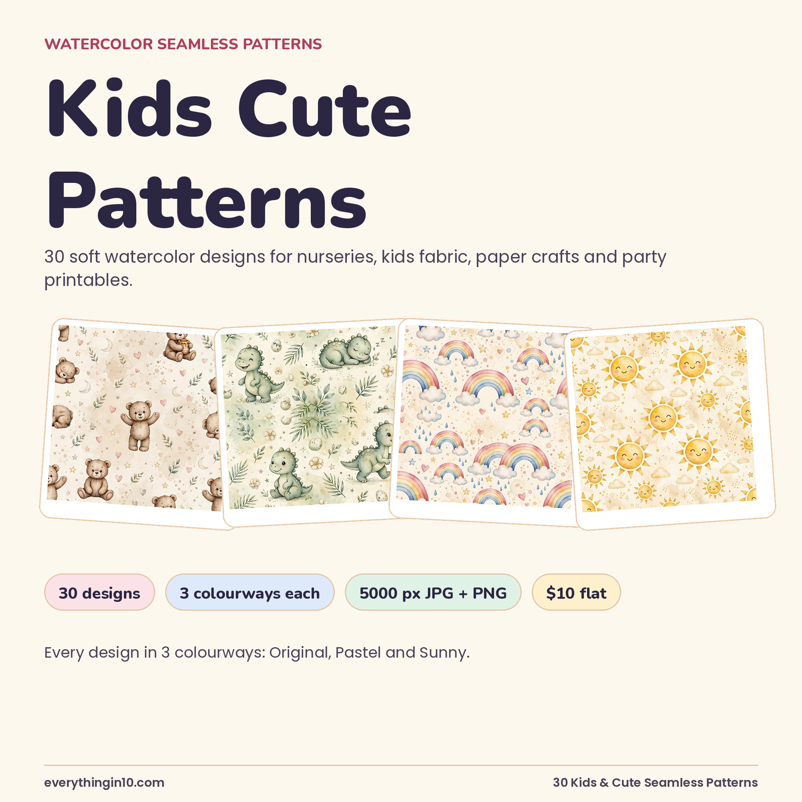 30 Kids & Cute Seamless Patterns | Premium Tileable Pattern Tiles