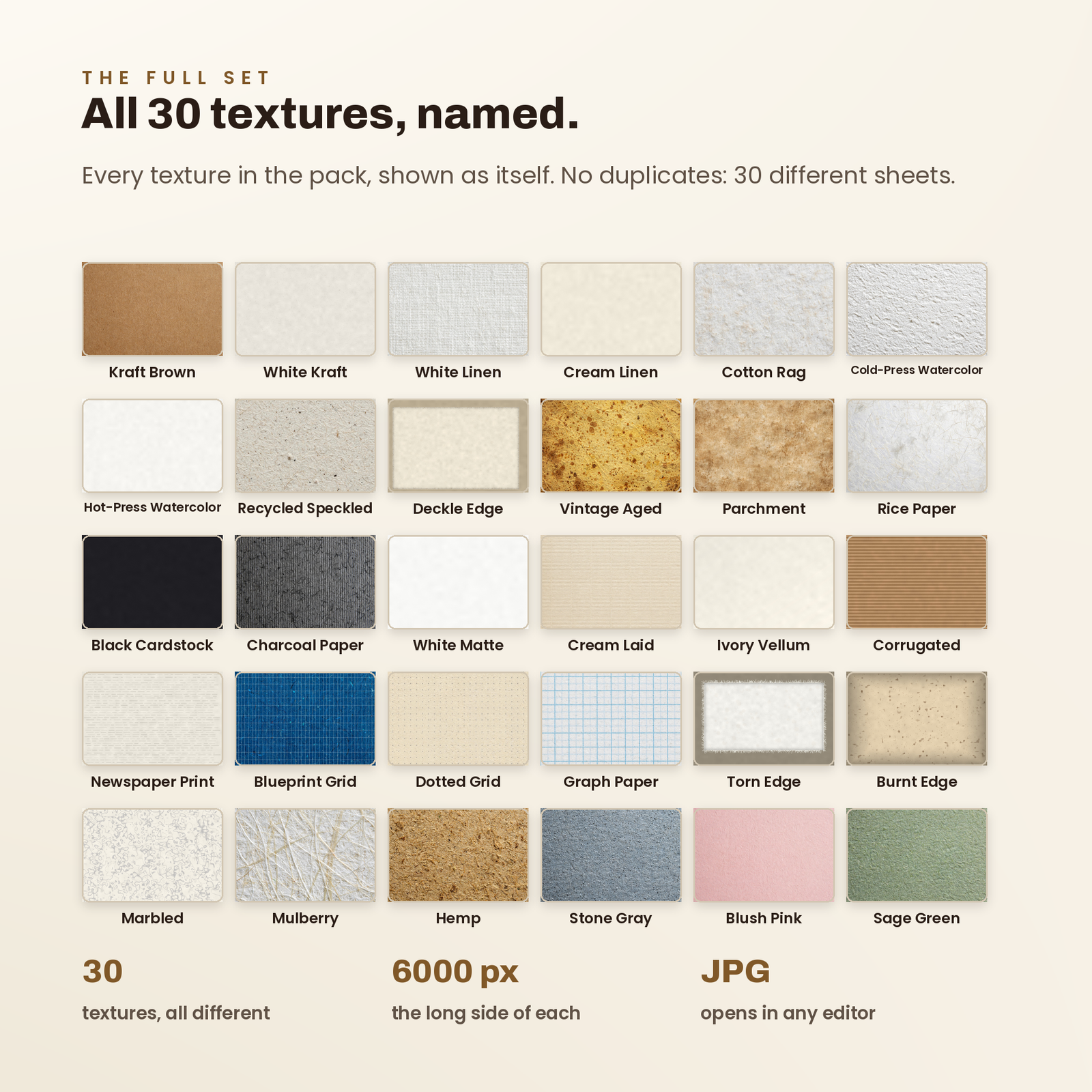 30 Paper Textures Pack | Premium Backgrounds for Design & Print, screenshot 2