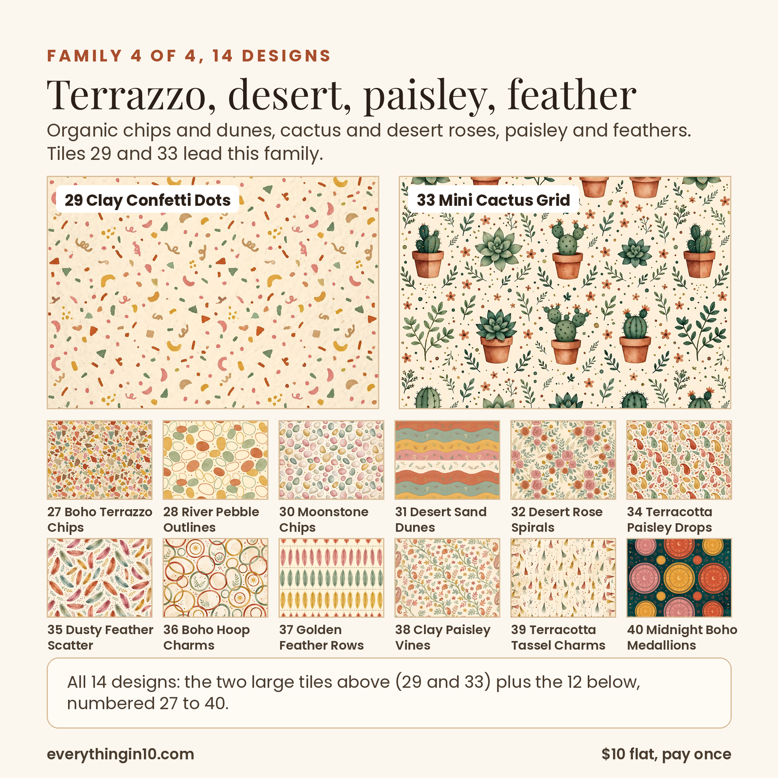 40 Boho & Floral Seamless Patterns | Premium Tileable Pattern Tiles, screenshot 7
