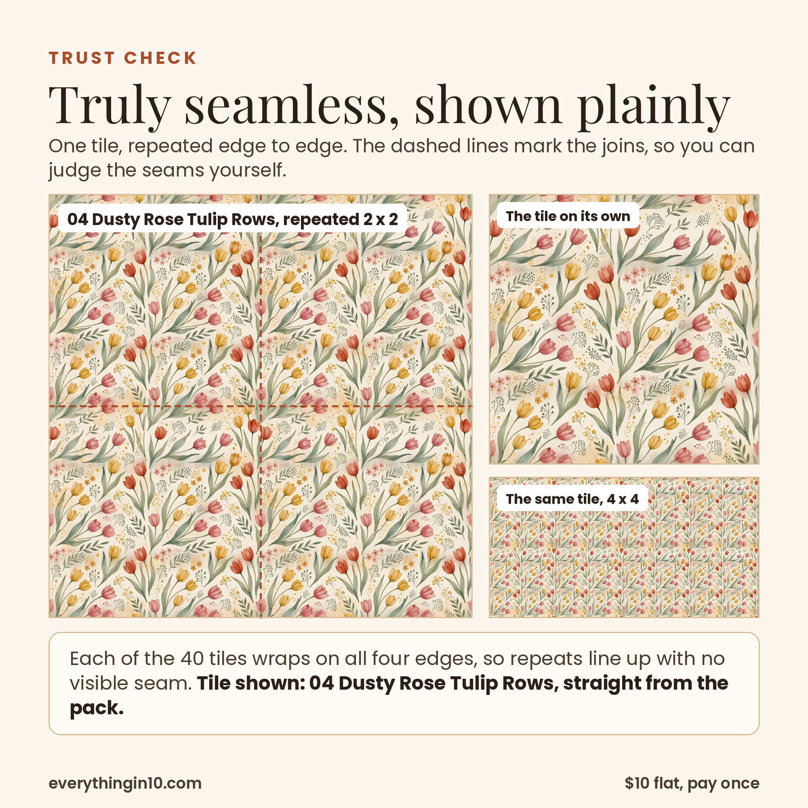 40 Boho & Floral Seamless Patterns | Premium Tileable Pattern Tiles, screenshot 3