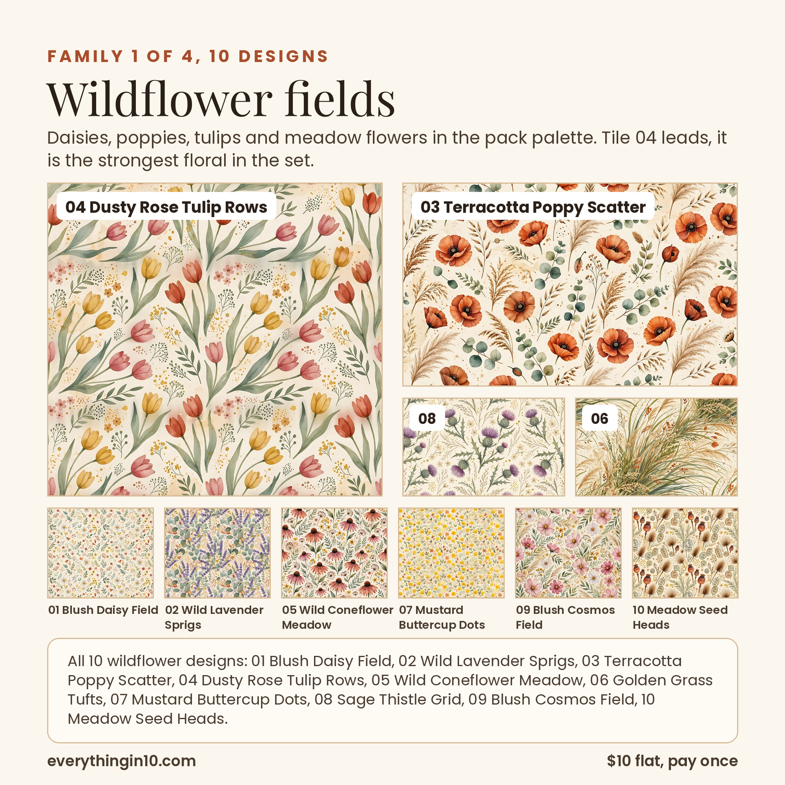 40 Boho & Floral Seamless Patterns | Premium Tileable Pattern Tiles, screenshot 4