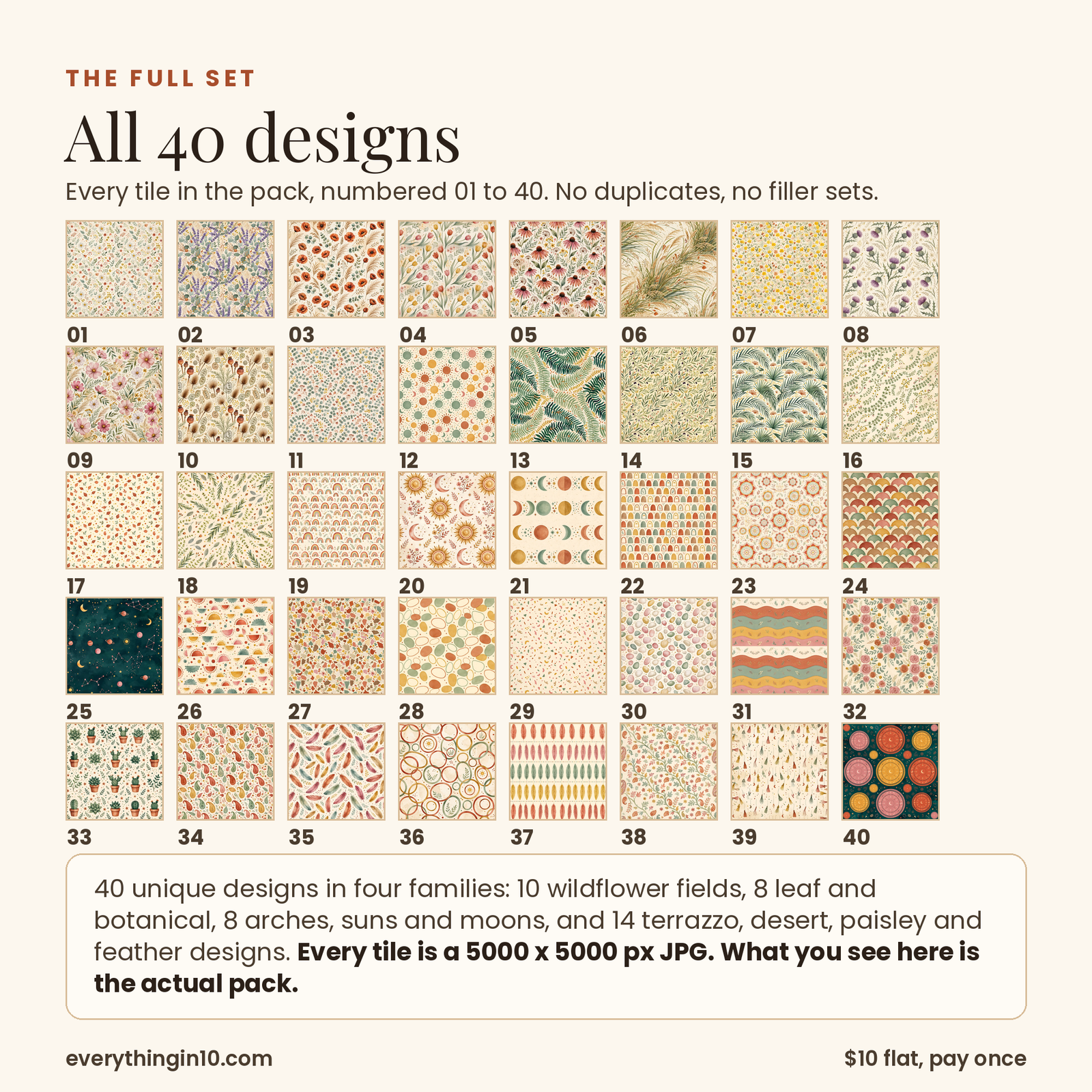 40 Boho & Floral Seamless Patterns | Premium Tileable Pattern Tiles, screenshot 2