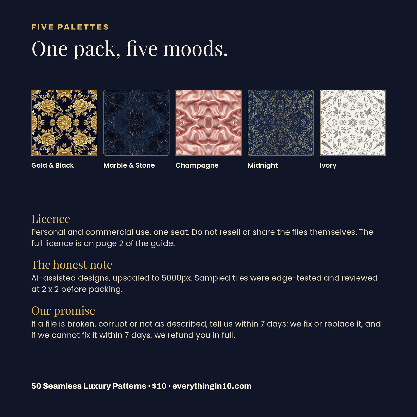 50 Seamless Luxury Patterns | Gold, Marble & Noir (5000px), screenshot 12