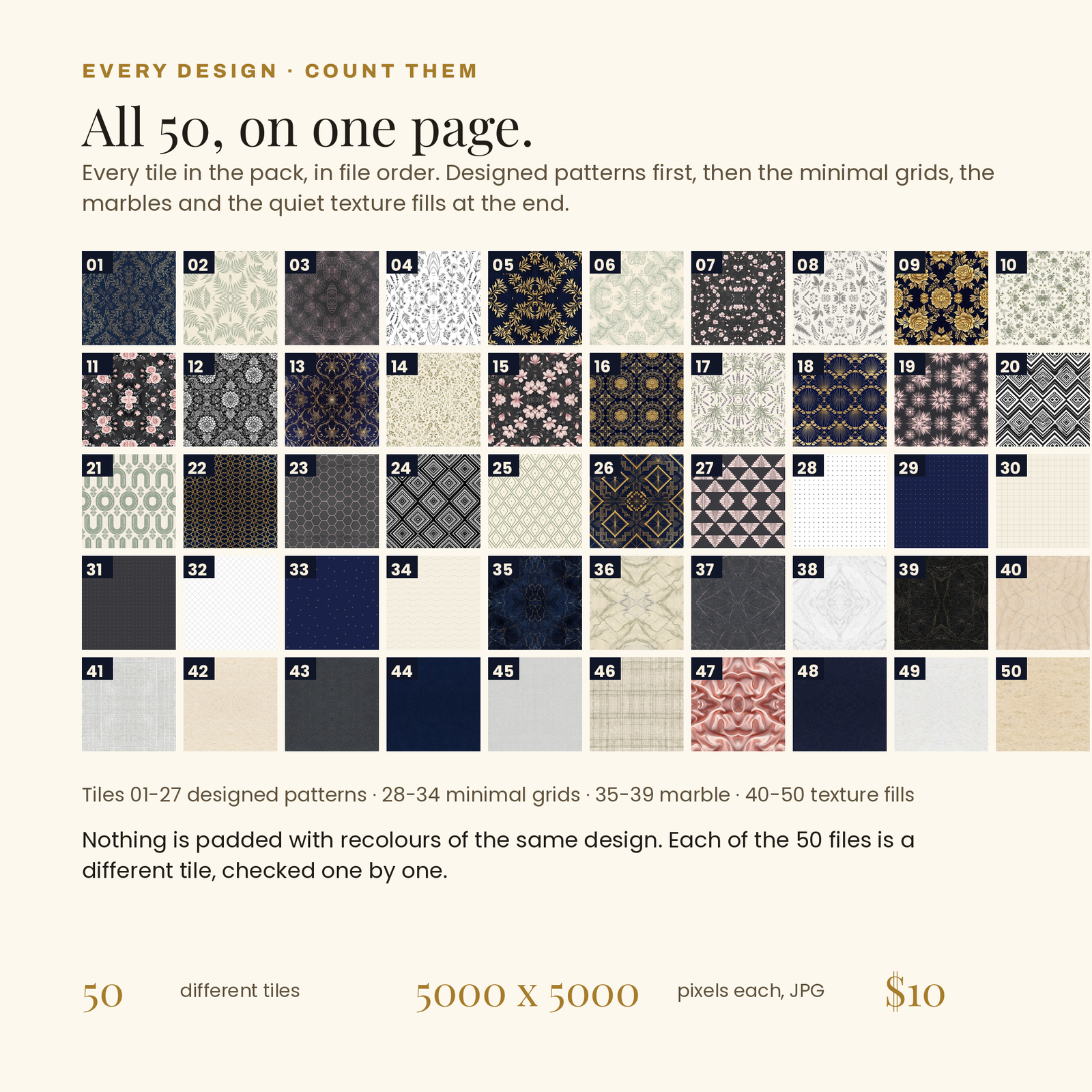 50 Seamless Luxury Patterns | Gold, Marble & Noir (5000px), screenshot 2