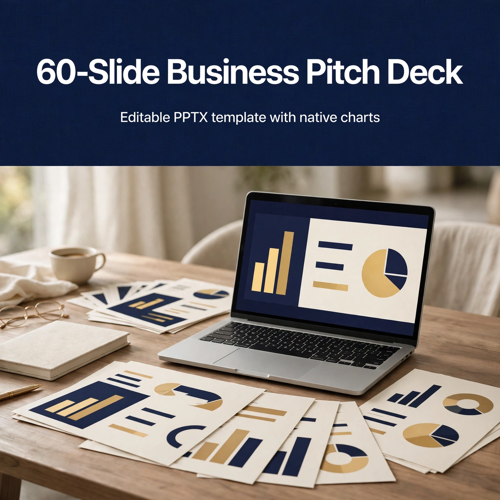 60-Slide Business Pitch Deck | PPTX + PDF Template