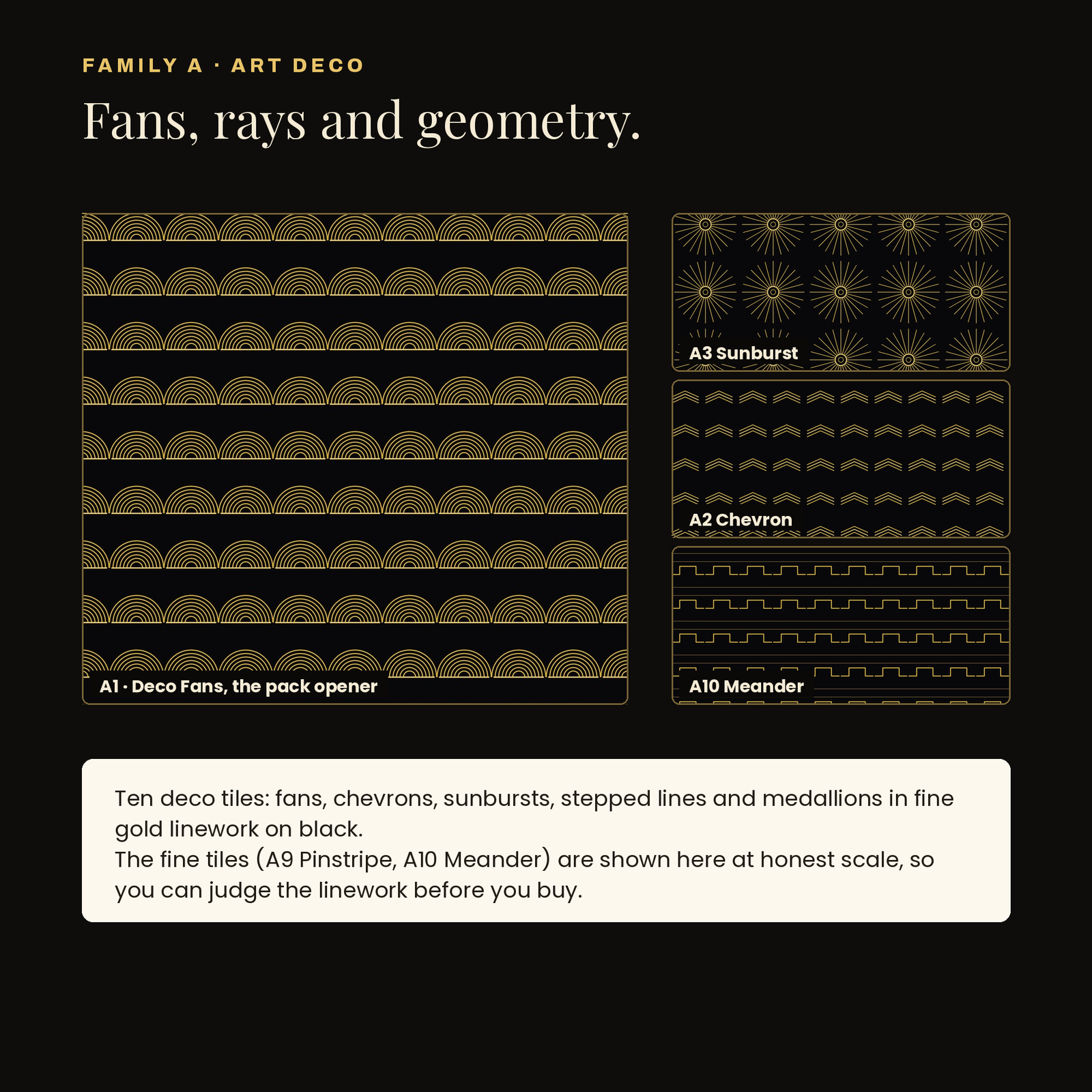 40 Dark Luxury Patterns | Seamless Black & Gold Tiles (5000px), screenshot 4