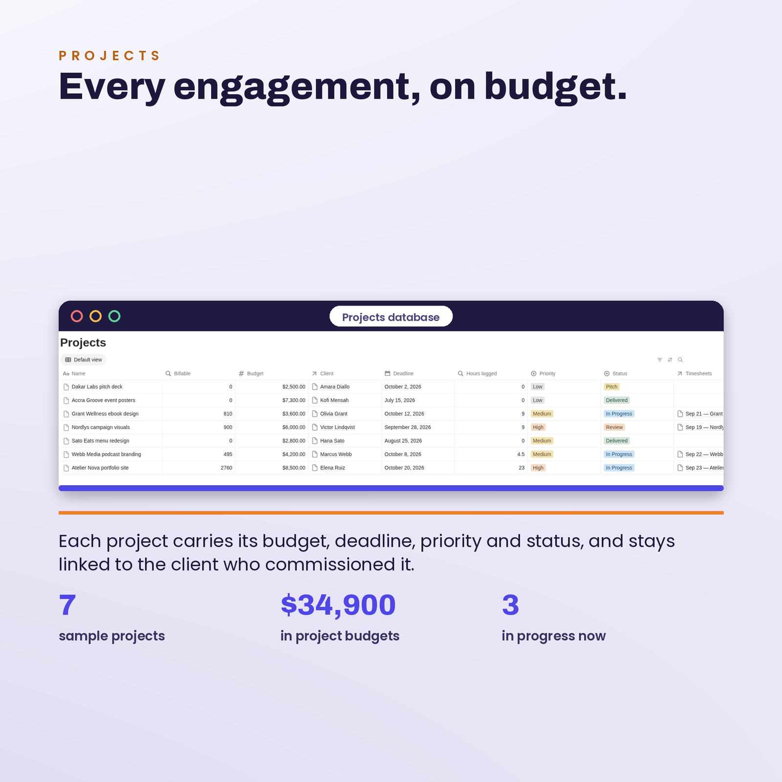 Freelancer Client OS | Run Your Freelance Business Like a Studio in Notion, screenshot 3