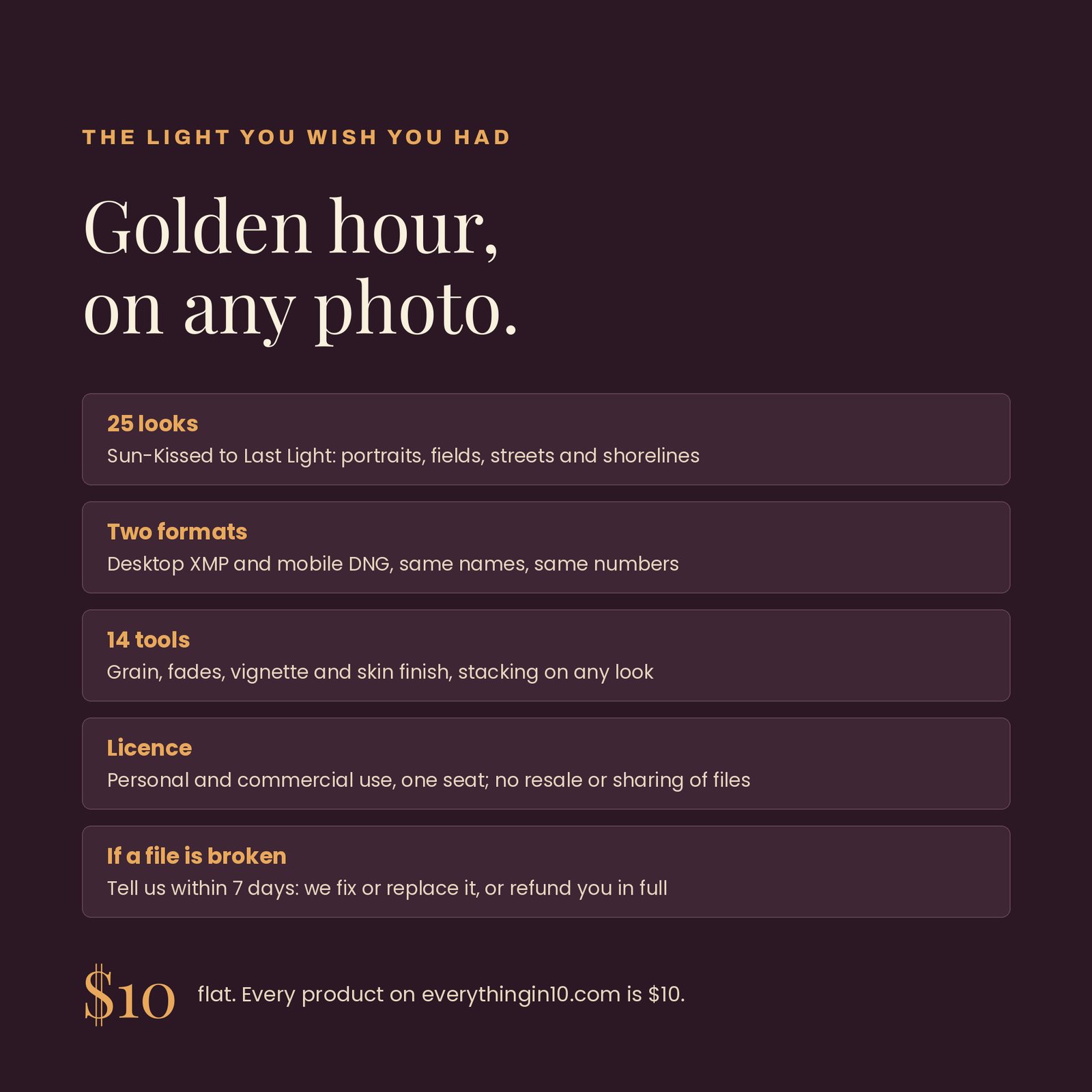 25 Golden Hour & Sunset Lightroom Presets, screenshot 12