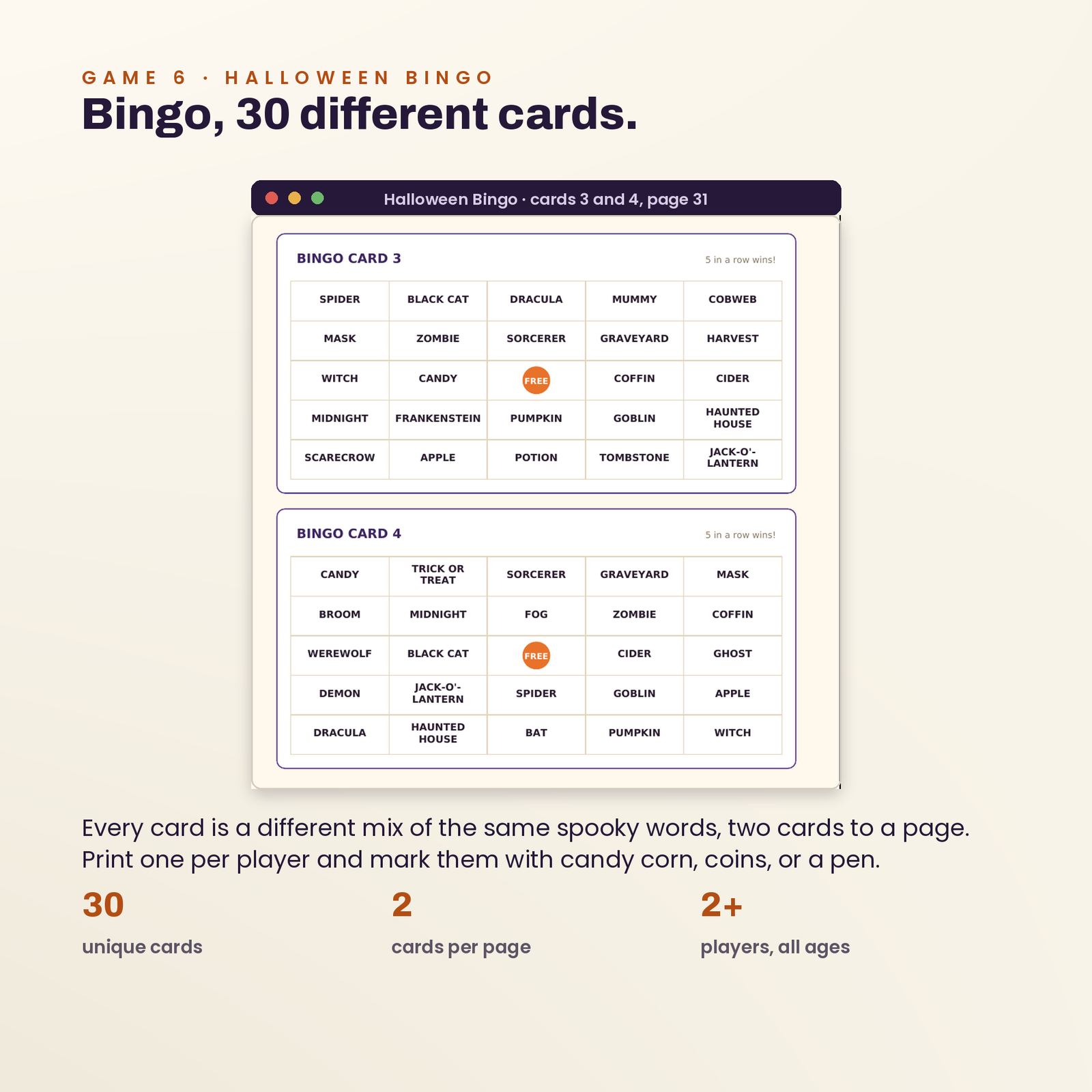 Halloween Party Games Mega Pack | 25 Printable Games (80 Pages, US Letter + A4), screenshot 6