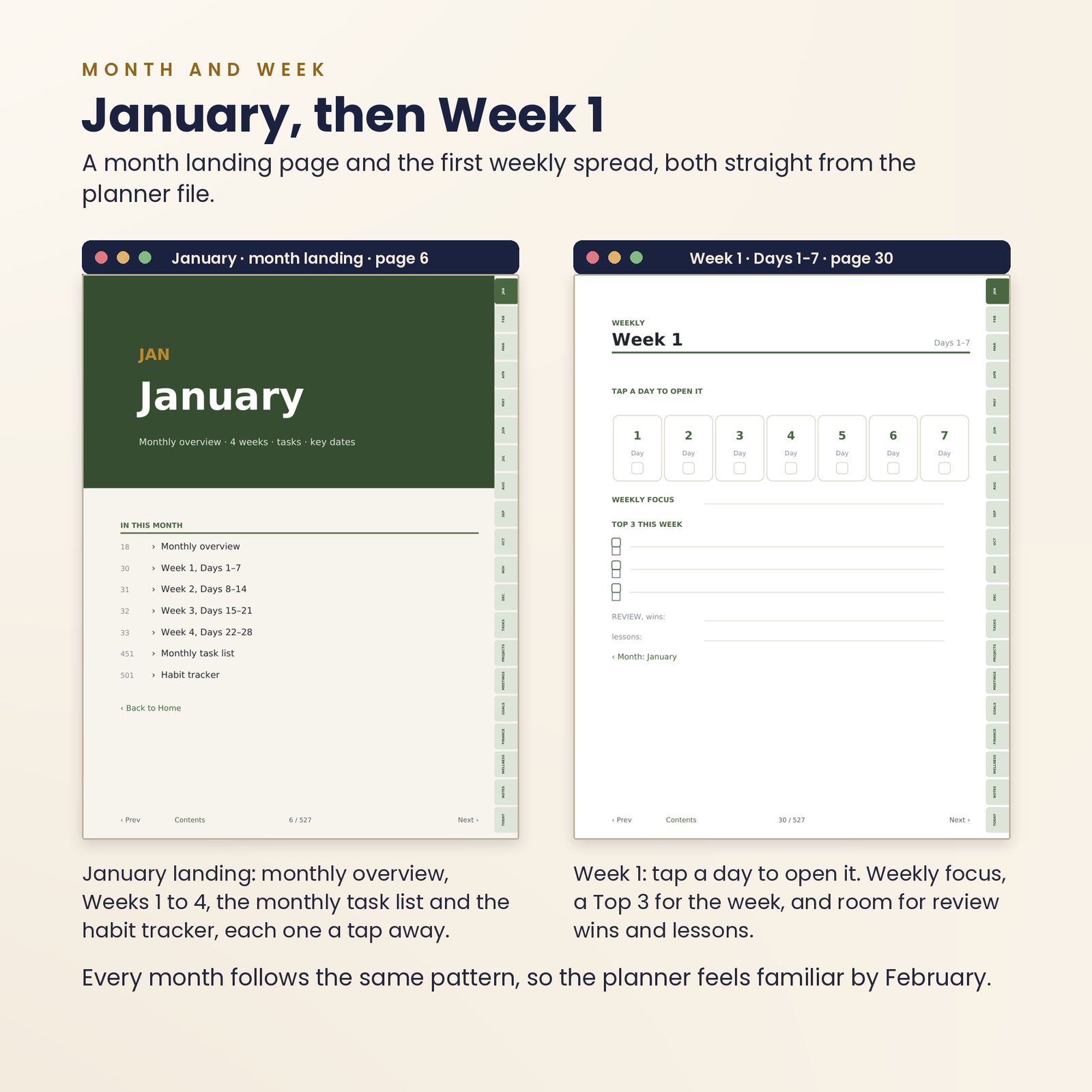 Hyperlinked Digital Planner for GoodNotes | 527 Pages, 4 Colorways, screenshot 5