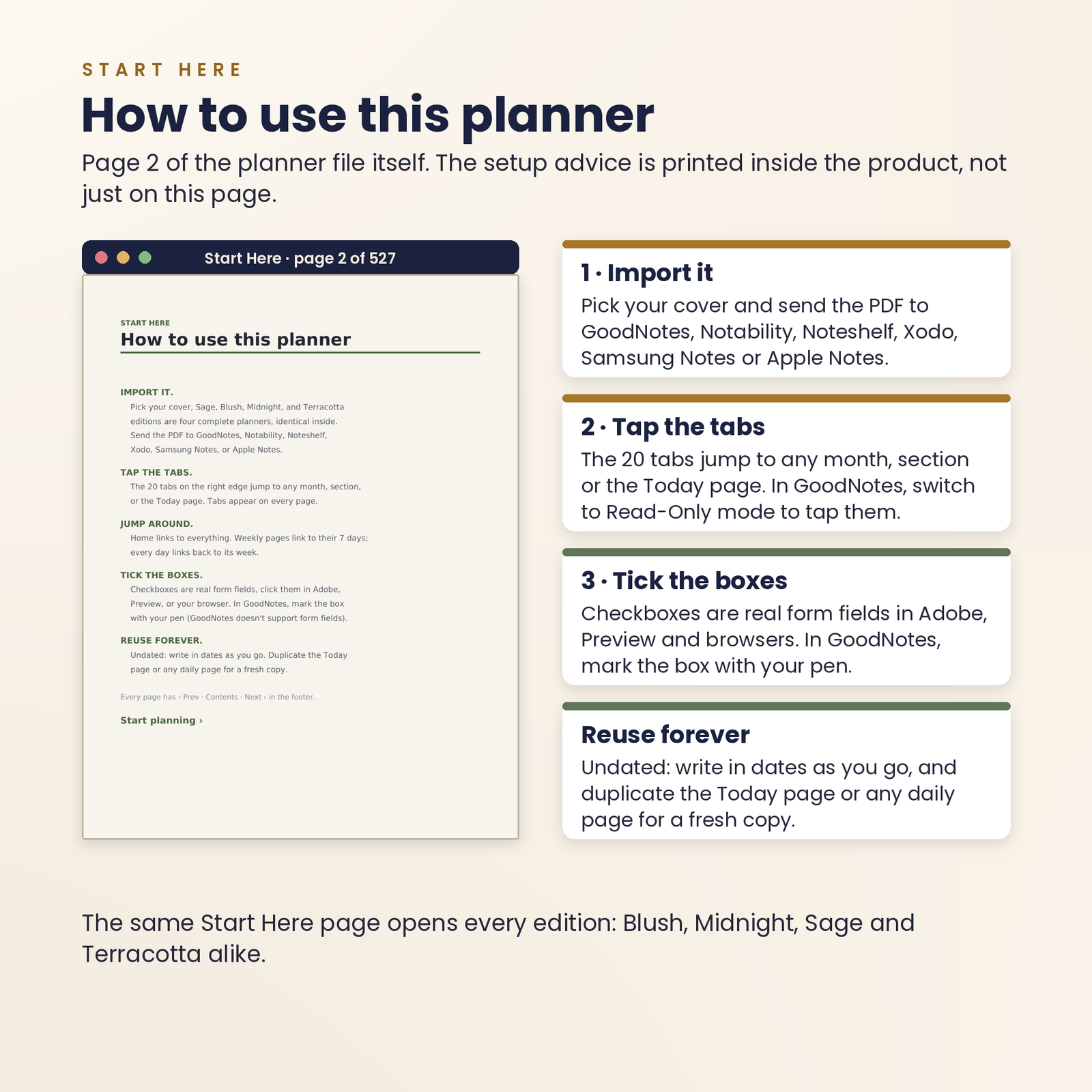 Hyperlinked Digital Planner for GoodNotes | 527 Pages, 4 Colorways, screenshot 10