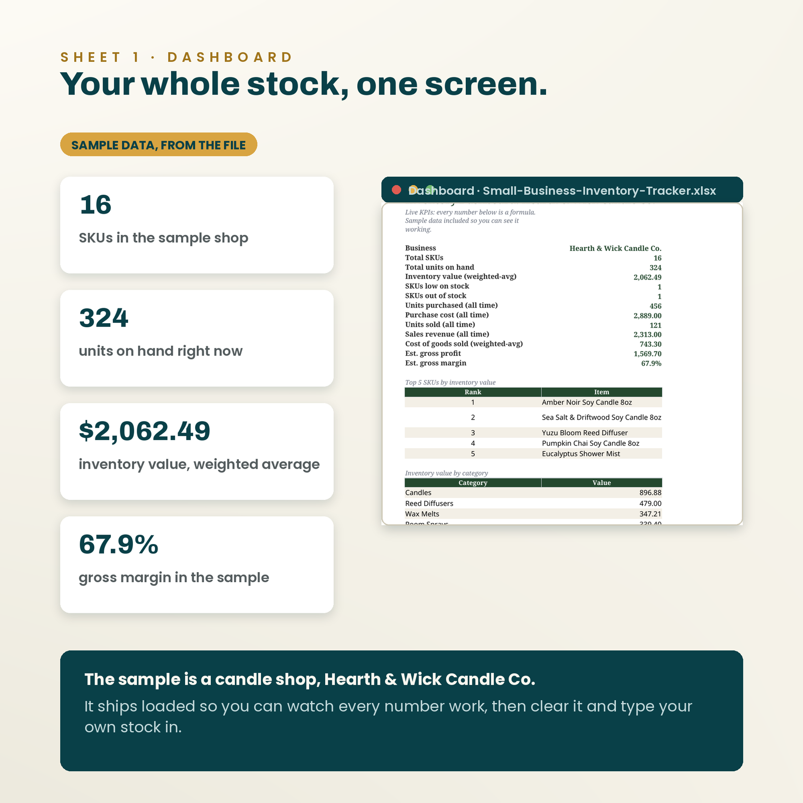 Small Business Inventory Tracker | 20-Sheet Excel System with Real Formulas, screenshot 2