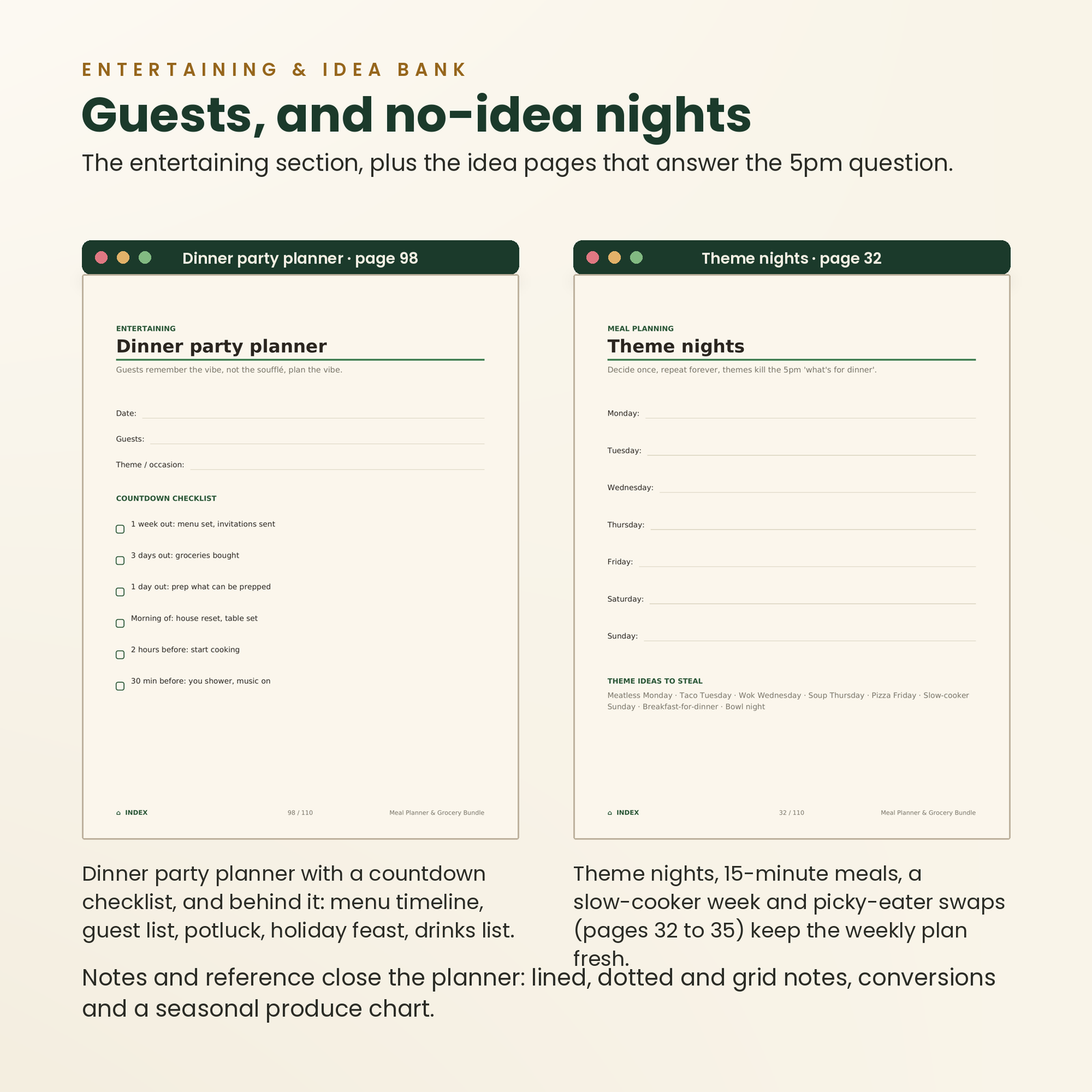 Meal Planner & Grocery Bundle | 110 Undated Hyperlinked Pages (US Letter + A4 + A5), screenshot 9