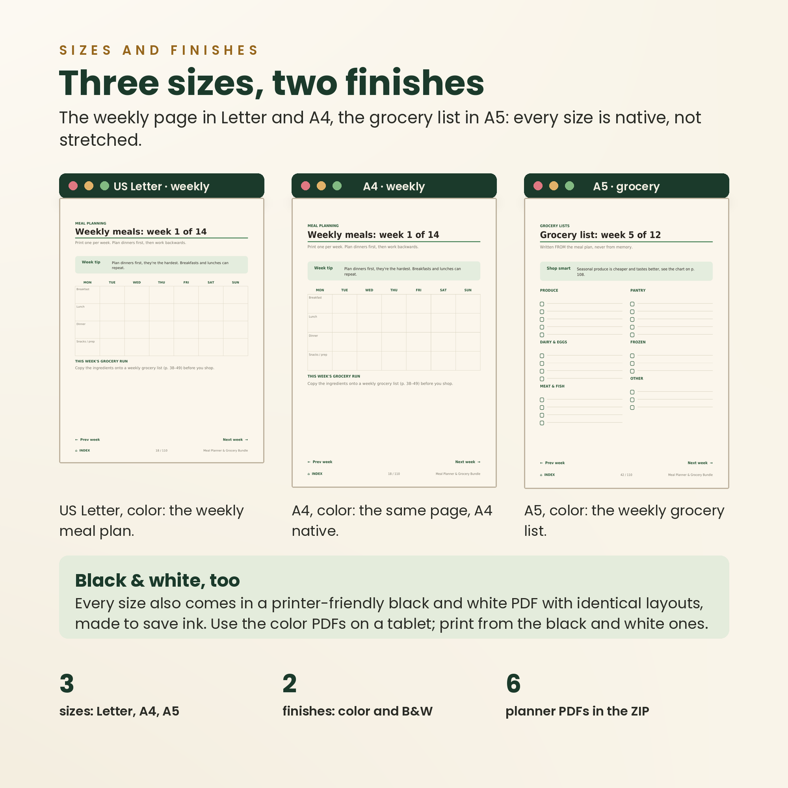 Meal Planner & Grocery Bundle | 110 Undated Hyperlinked Pages (US Letter + A4 + A5), screenshot 10