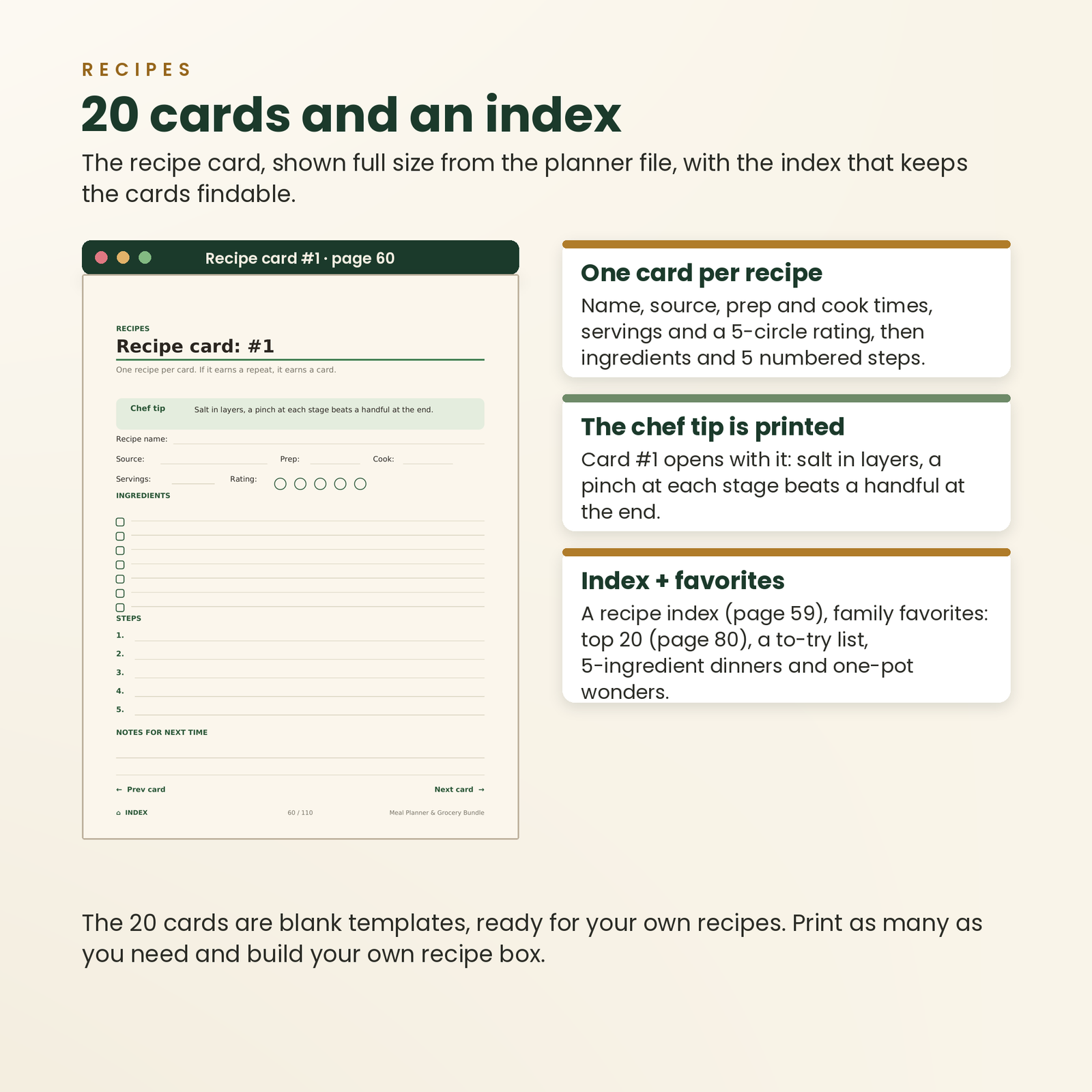 Meal Planner & Grocery Bundle | 110 Undated Hyperlinked Pages (US Letter + A4 + A5), screenshot 6