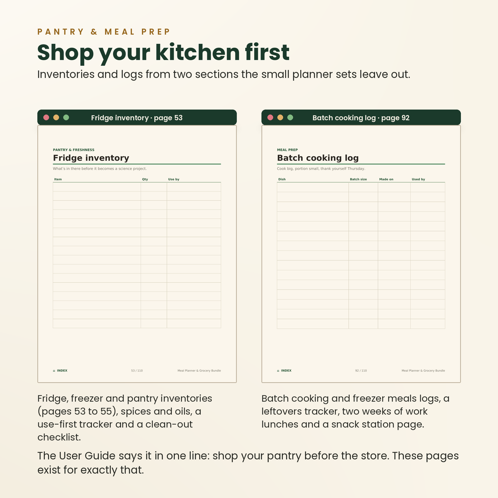 Meal Planner & Grocery Bundle | 110 Undated Hyperlinked Pages (US Letter + A4 + A5), screenshot 8