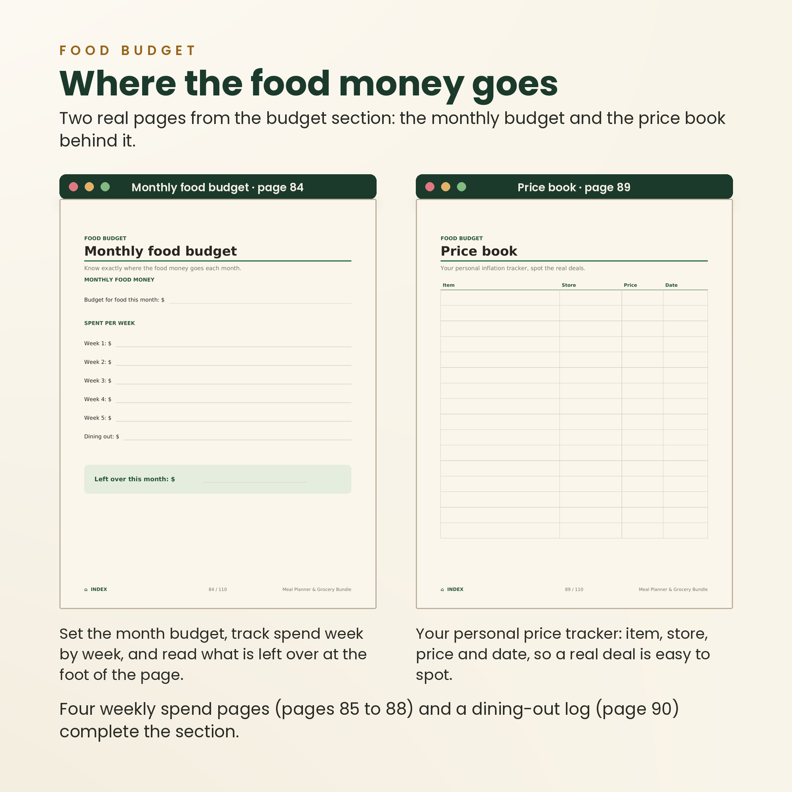 Meal Planner & Grocery Bundle | 110 Undated Hyperlinked Pages (US Letter + A4 + A5), screenshot 7