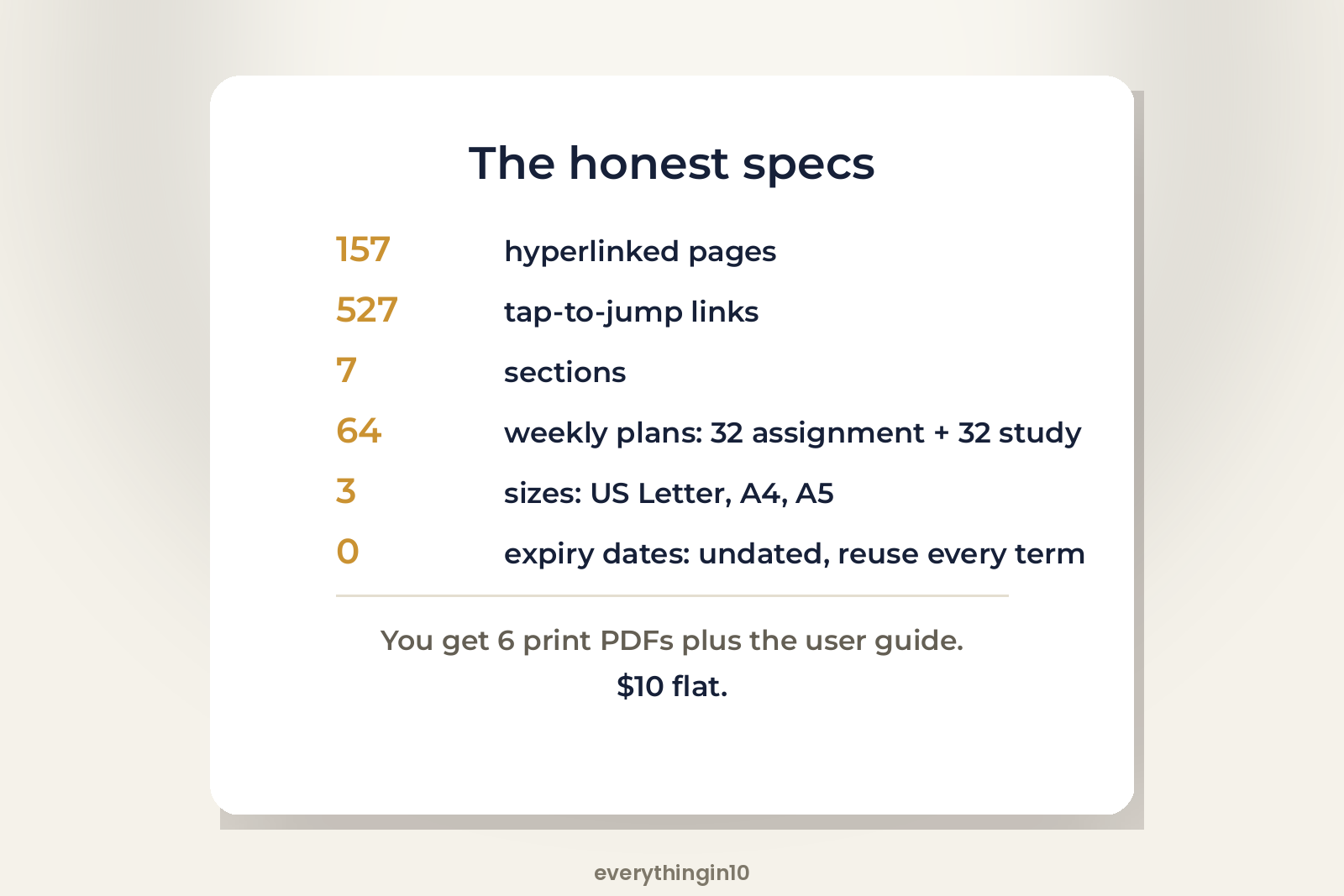 Student Planner Bundle | 157 Undated Hyperlinked Pages (US Letter + A4 + A5), screenshot 10