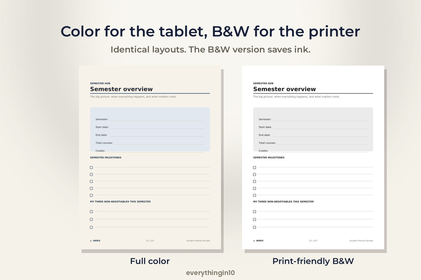 Student Planner Bundle | 157 Undated Hyperlinked Pages (US Letter + A4 + A5), screenshot 8