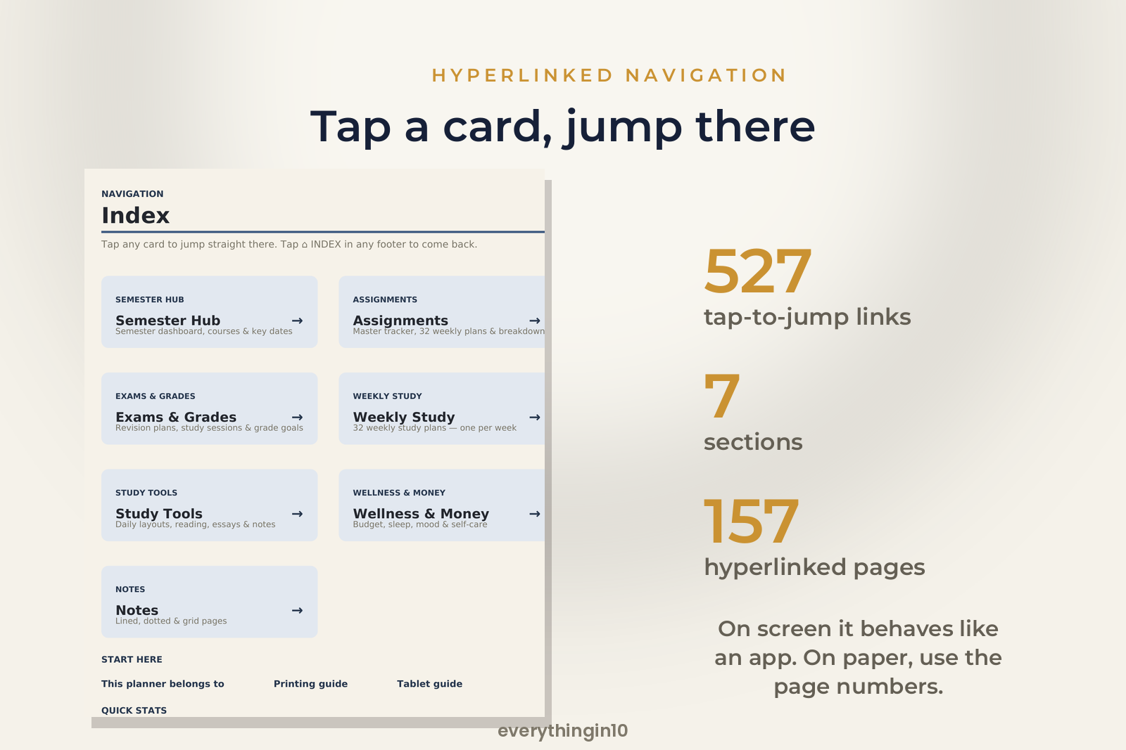 Student Planner Bundle | 157 Undated Hyperlinked Pages (US Letter + A4 + A5), screenshot 6