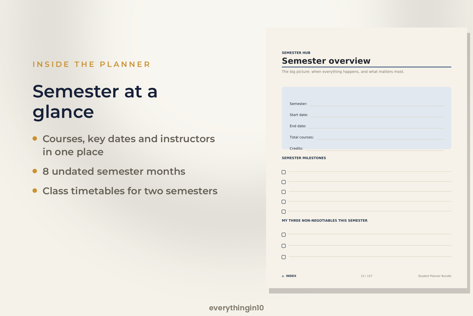 Student Planner Bundle | 157 Undated Hyperlinked Pages (US Letter + A4 + A5), screenshot 3