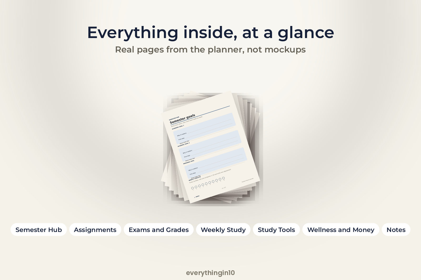 Student Planner Bundle | 157 Undated Hyperlinked Pages (US Letter + A4 + A5), screenshot 2