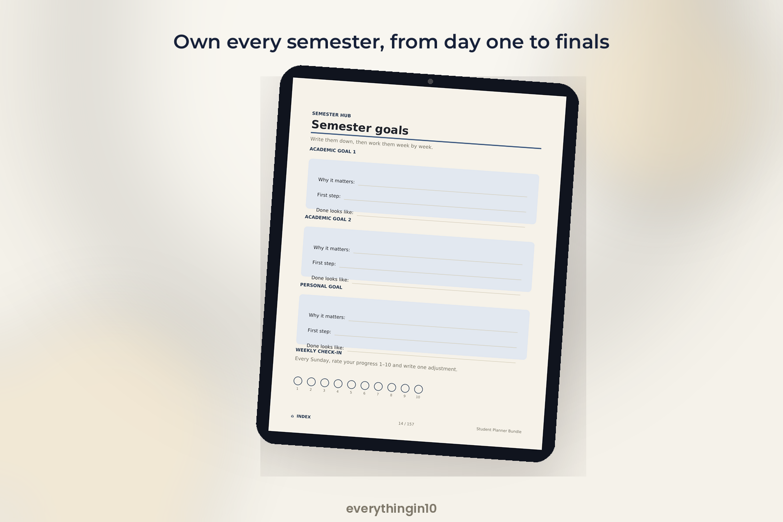 Student Planner Bundle | 157 Undated Hyperlinked Pages (US Letter + A4 + A5), screenshot 9