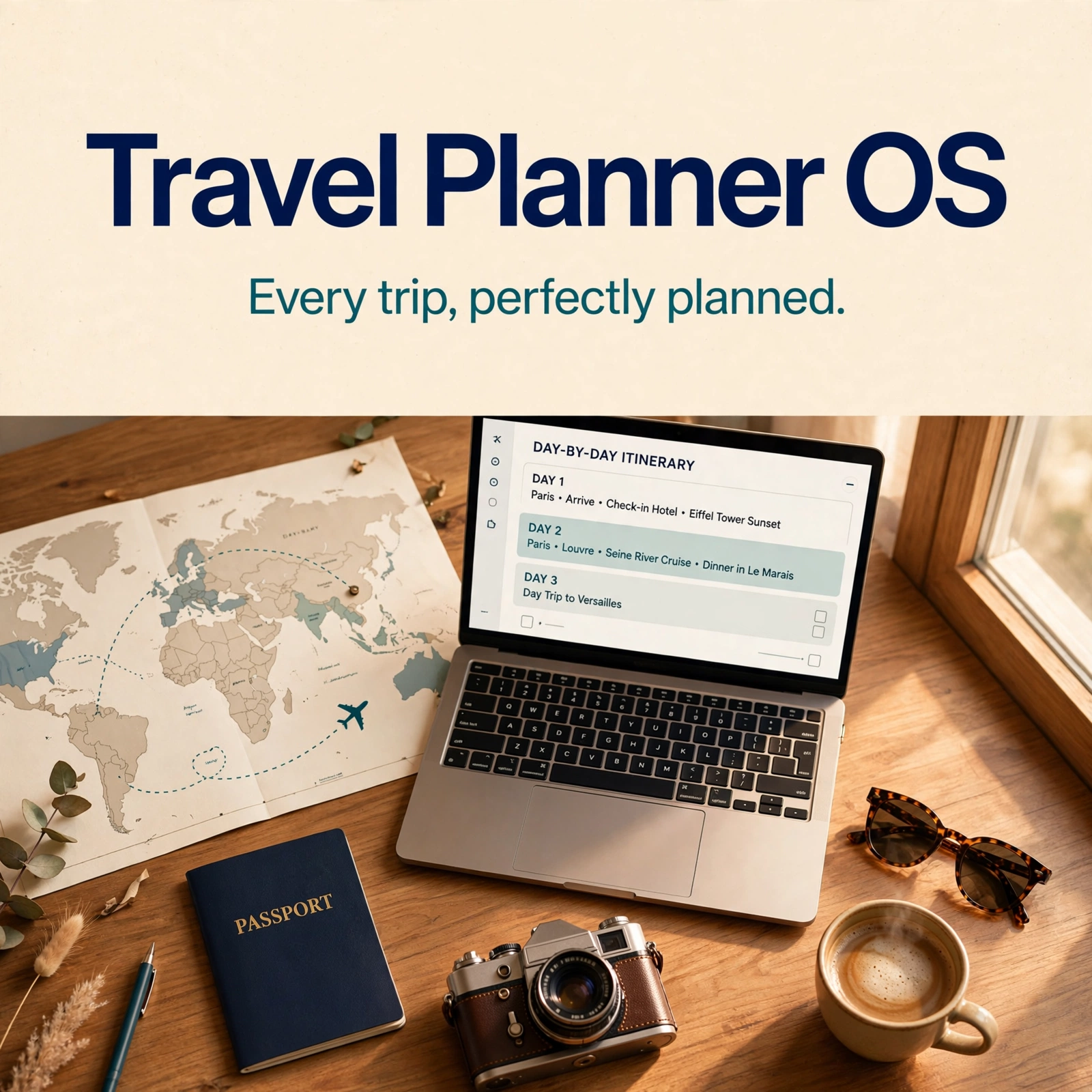 Travel Planner OS | Notion Template for Itineraries, Budget & Packing