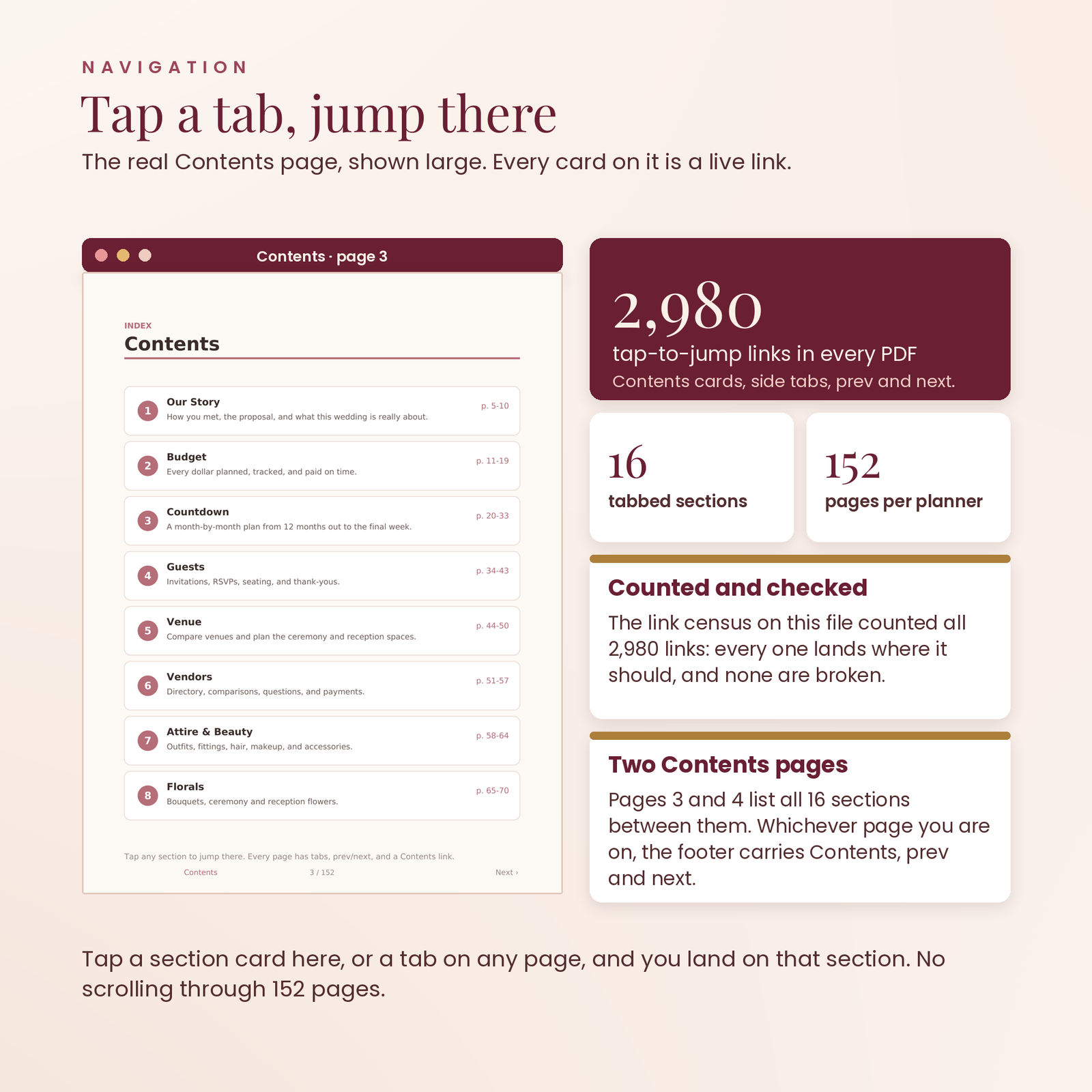 The Wedding Planner Bundle | 152-Page Hyperlinked Printable Wedding Planner, screenshot 3