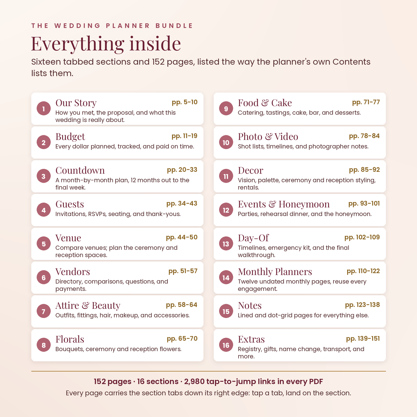 The Wedding Planner Bundle | 152-Page Hyperlinked Printable Wedding Planner, screenshot 2