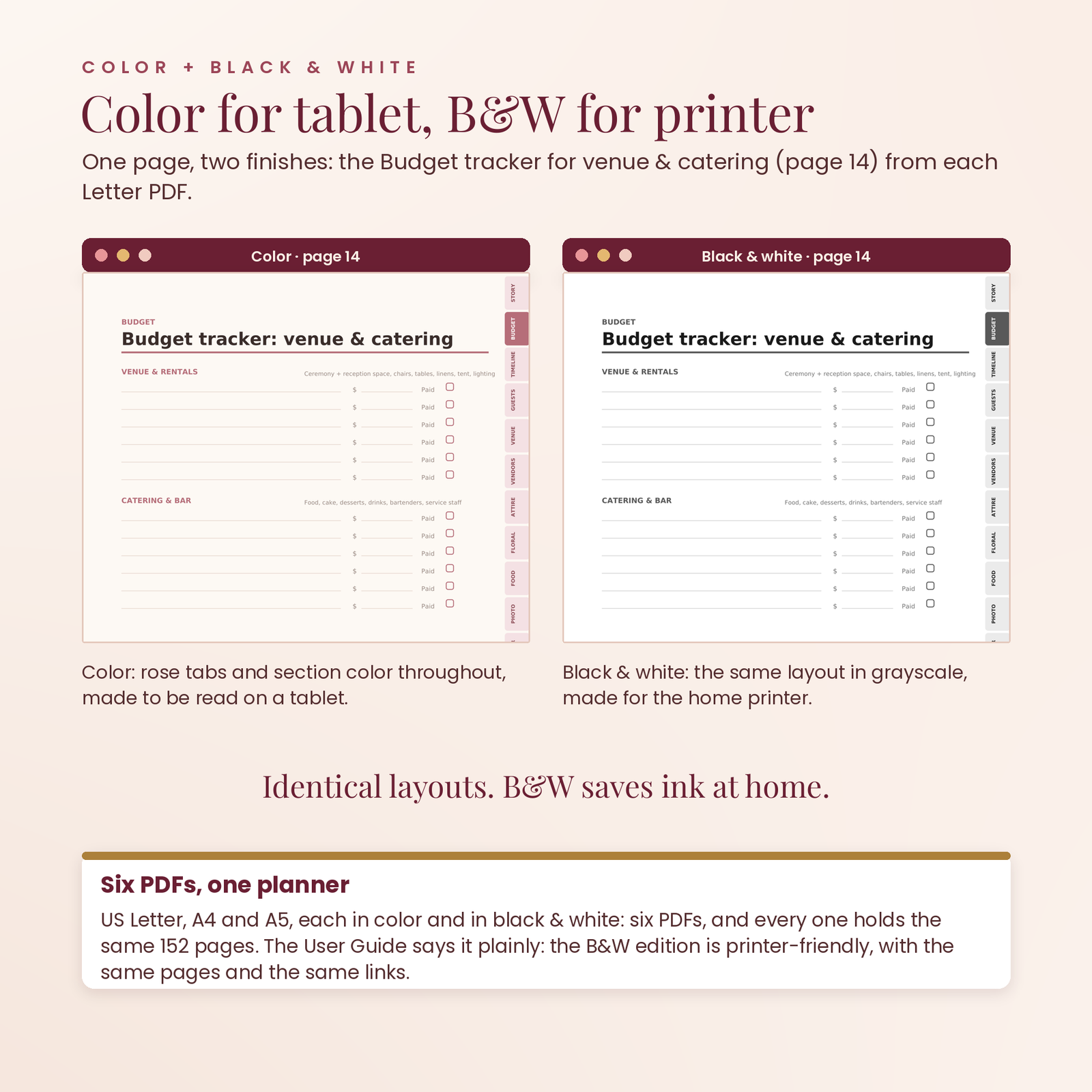 The Wedding Planner Bundle | 152-Page Hyperlinked Printable Wedding Planner, screenshot 11